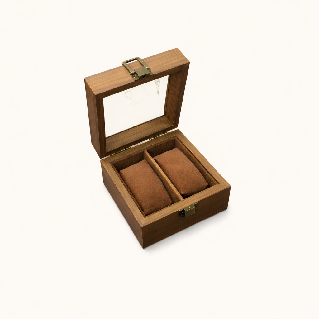 Wood-Grain Watch & Jewelry Display Case