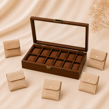 Wood-Grain Watch & Jewelry Display Case