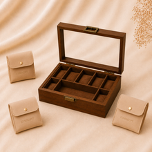 Wood-Grain Watch & Jewelry Display Case