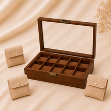 Wood-Grain Watch & Jewelry Display Case