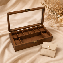Wood-Grain Watch & Jewelry Display Case