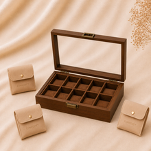 Wood-Grain Watch & Jewelry Display Case