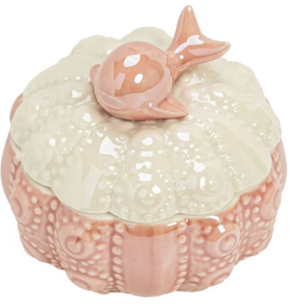 Ceramic Dolphin Jewelry Box - Ceramic Dolphin Jewelry Box - Ocean Style Storage Box - Tea Box