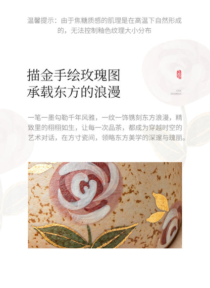 Hand-Painted Rose Ceramic Coffee Cup
