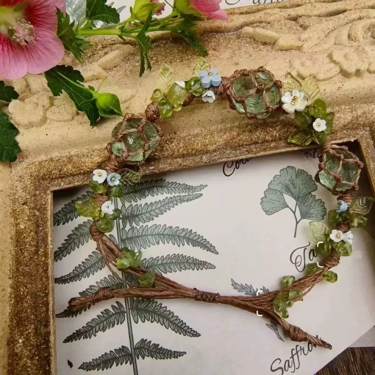 Monet Garden Woven Bracelet - Mint Forest