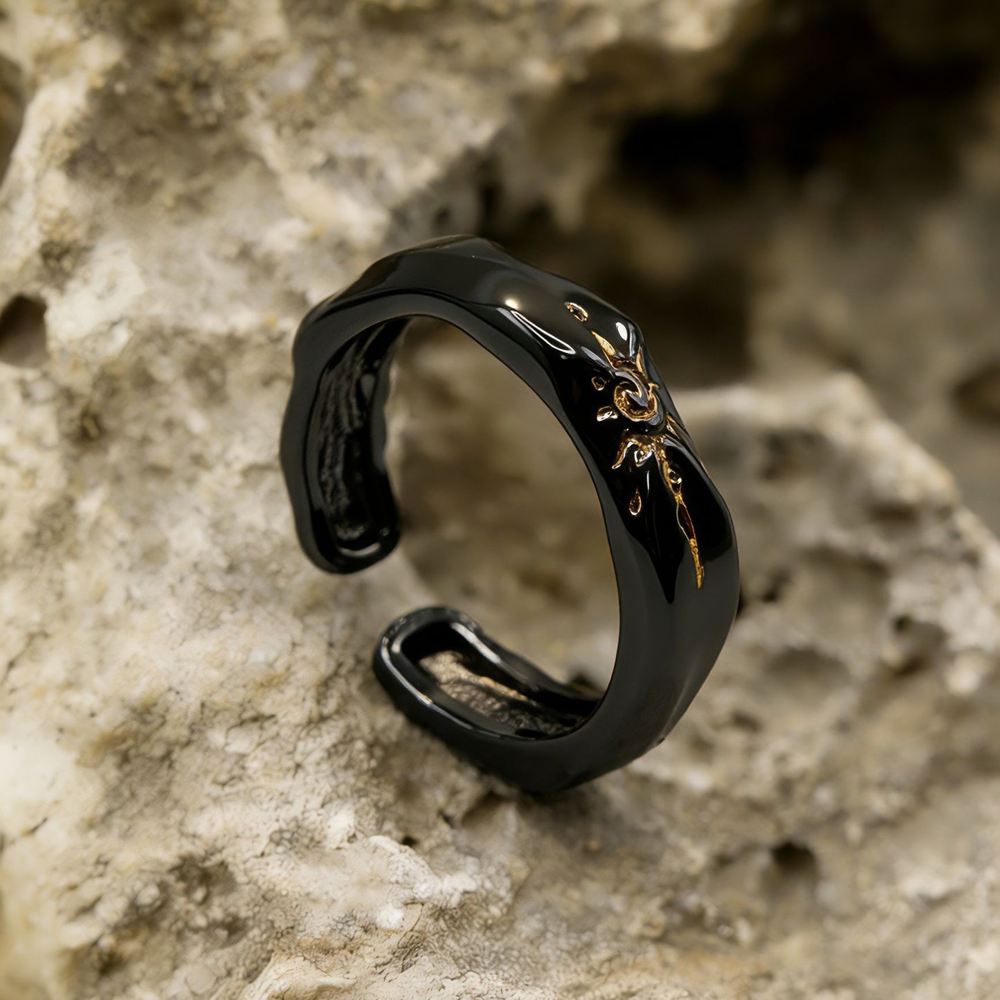 Wishing Stone Adjustable Ring - Black