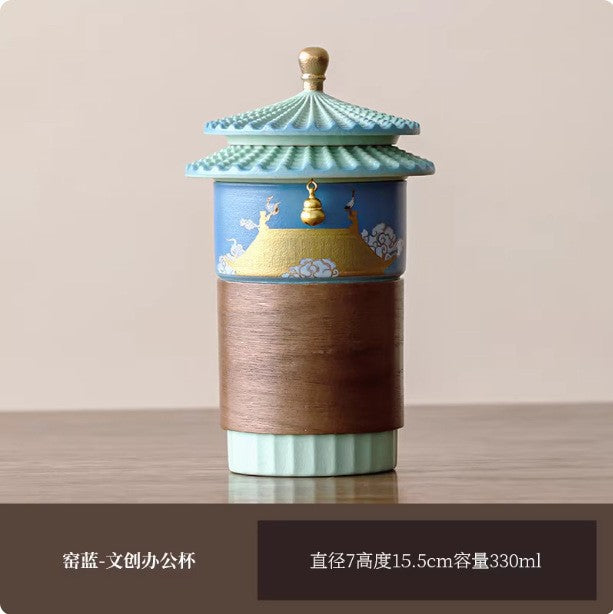 Heritage Travel Tea Cup Collection - Forbidden City Crane · Sky Blue