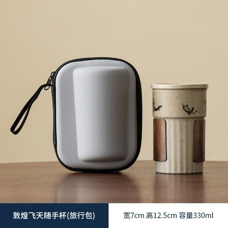 Heritage Portable Tea Cup Collection - Flying Apsaras · Cup + Travel Bag