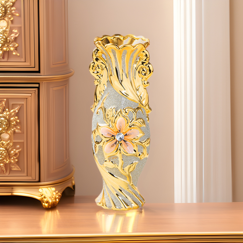 European Gold Ceramic Vase Collection - Gold · Design 02