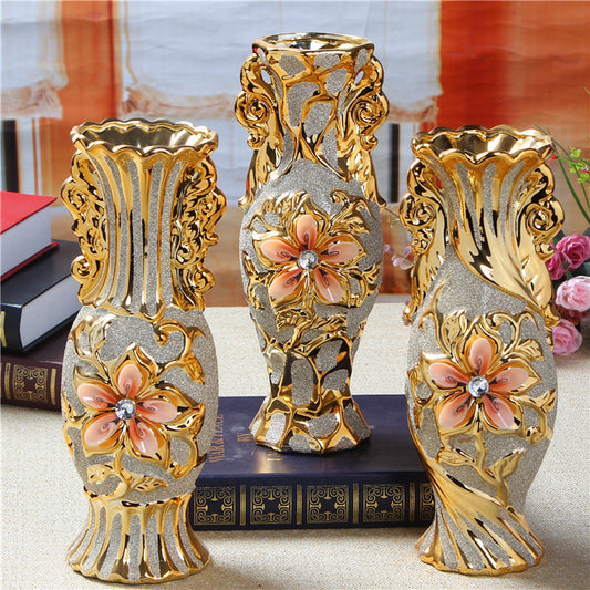 European Gold Ceramic Vase Collection - Gold · Design 01 · 24 cm