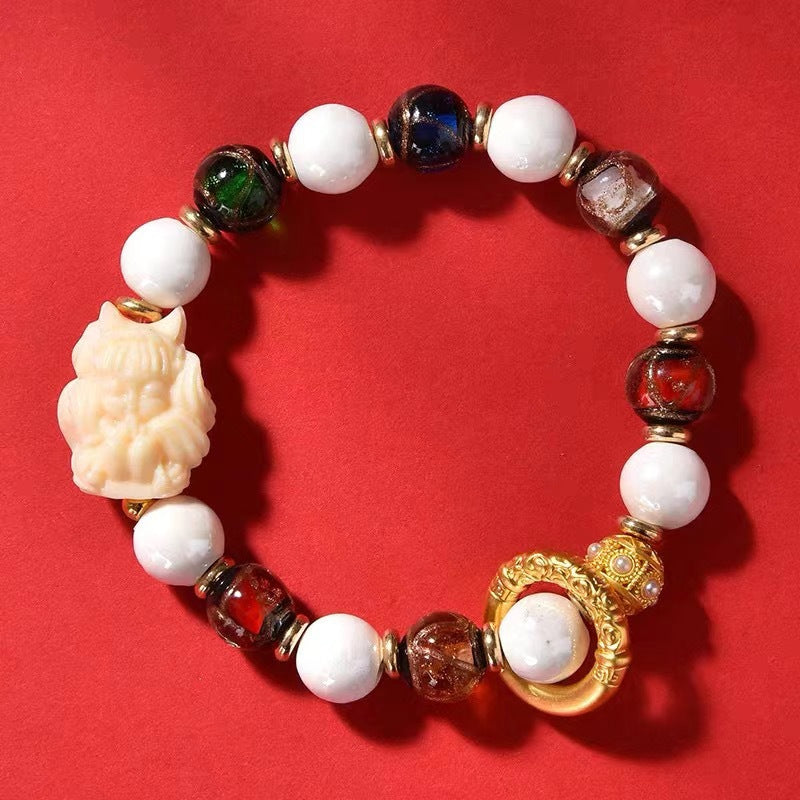 Nine-Tailed Fox Blessing Bracelet - Nine-Tailed Fox White Porcelain Bracelet