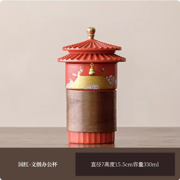 Heritage Travel Tea Cup Collection - Forbidden City Crane · Imperial Red