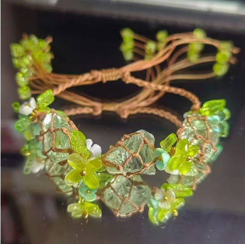 Monet Garden Woven Bracelet - Green Design 01