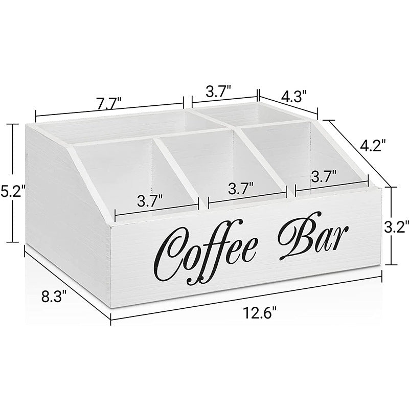 Wooden Tea Bag & Coffee Capsule Organizer - White · Single-Tier