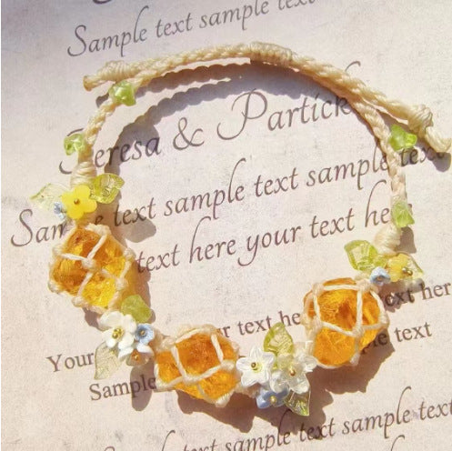 Monet Garden Woven Bracelet - Orange Juice