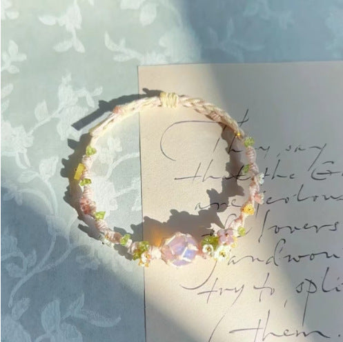 Monet Garden Woven Bracelet - Soft Pink Wreath