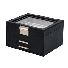 Three-Layer PU Window Jewelry Box - Black
