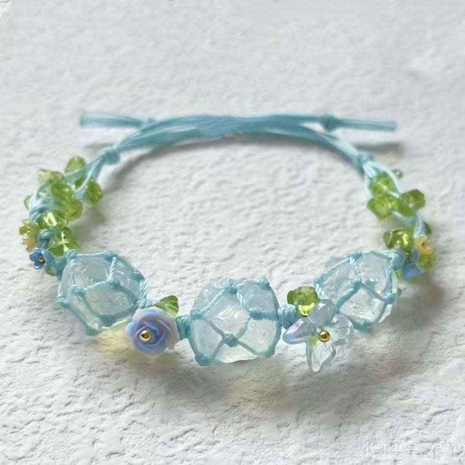Monet Garden Woven Bracelet - Ice Crushing Blue