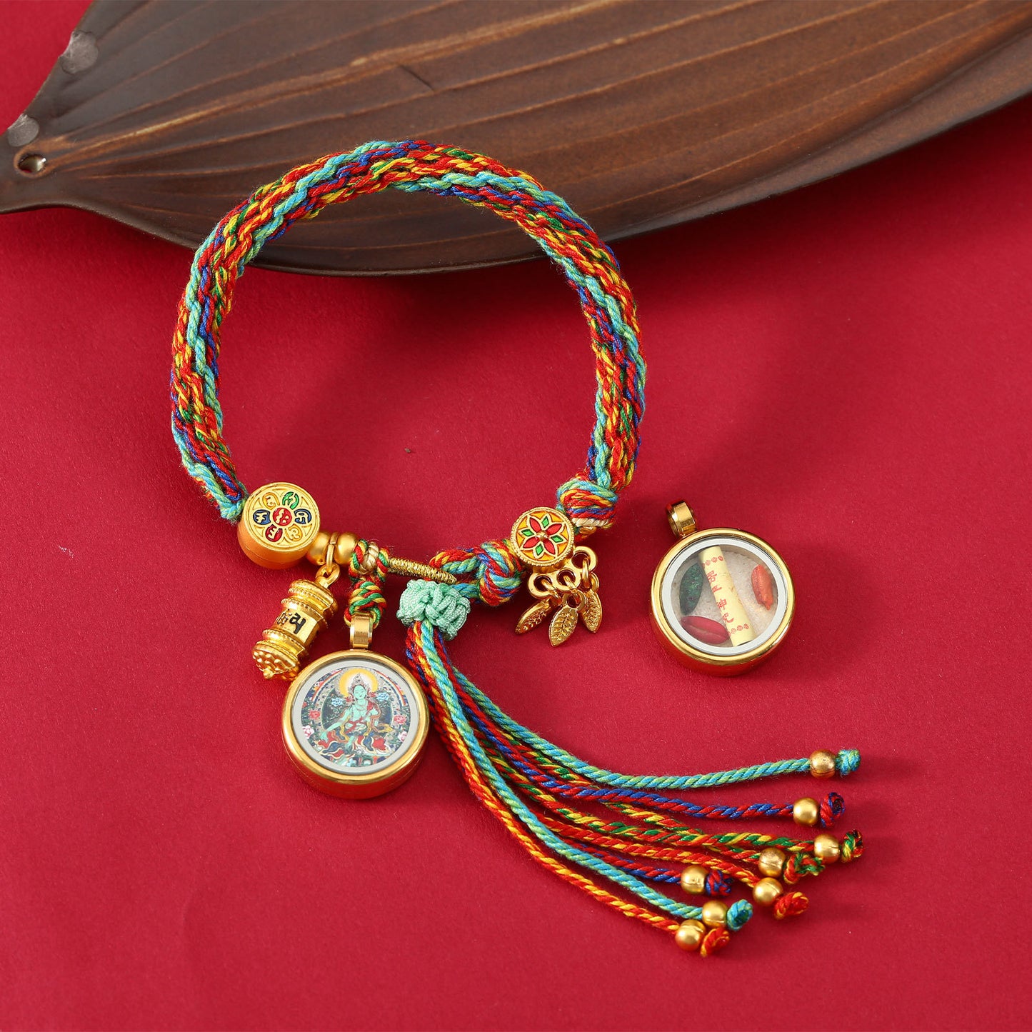 Thangka Gau Box Bracelet - Green Tara · Design 04