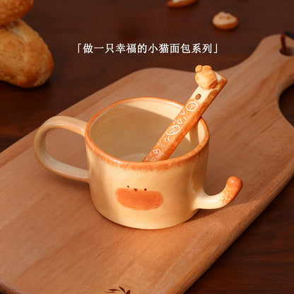 Bakery Ceramic Cup & Bowl Sets - Cat Tail Cup + Spoon