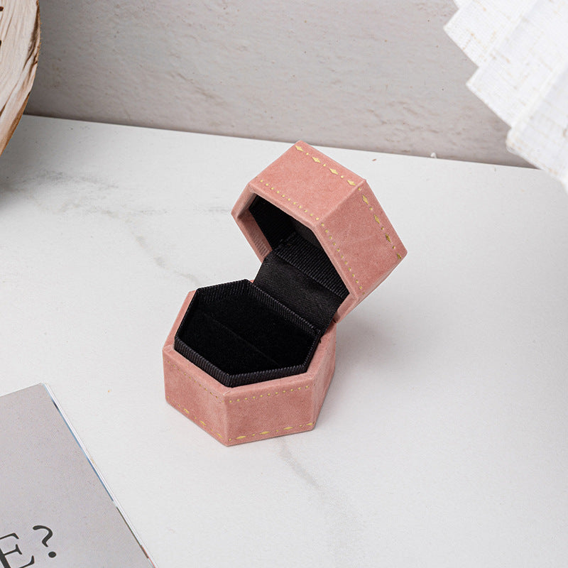 Hexagon Velvet Ring Box