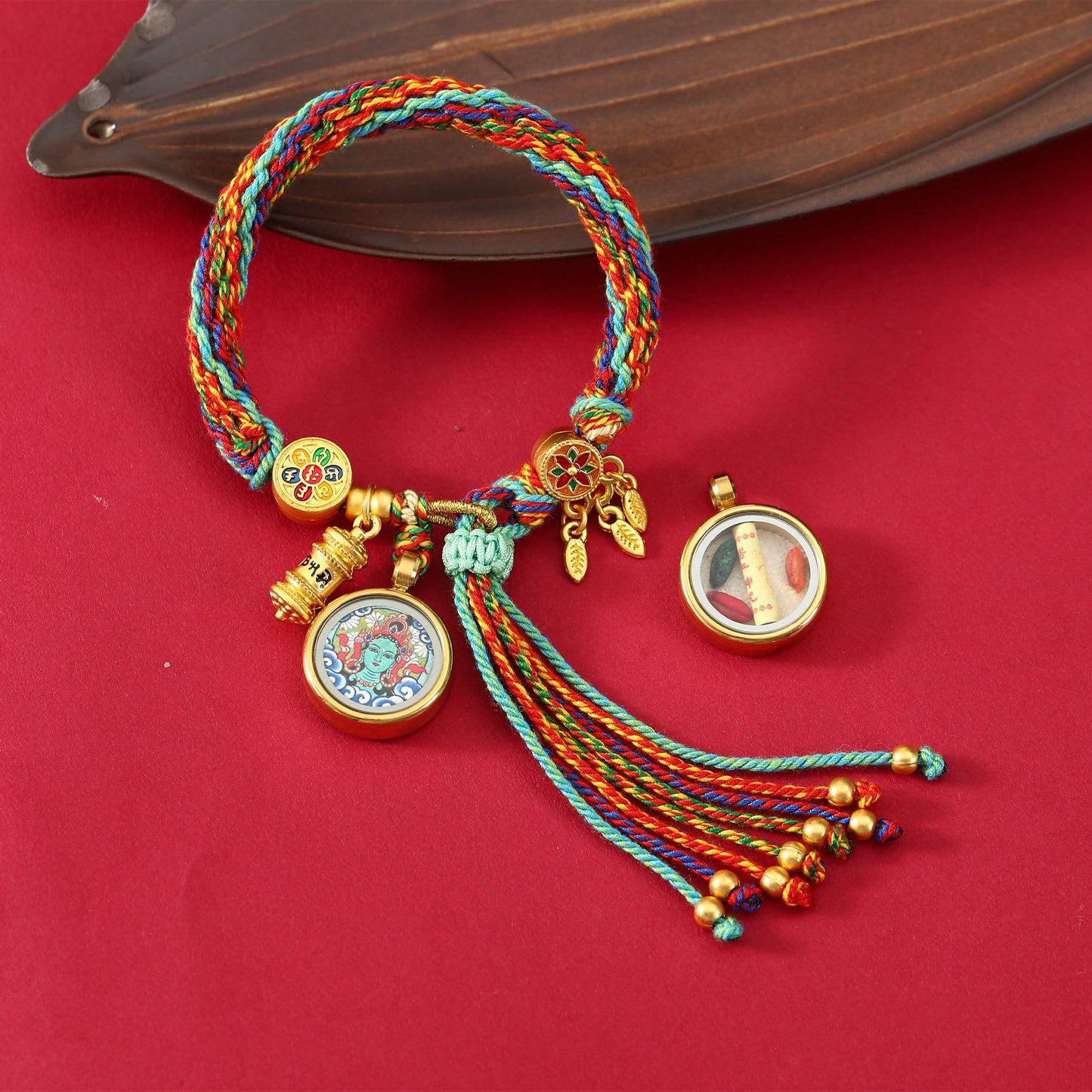 Thangka Gau Box Bracelet - Green Tara · Design 01