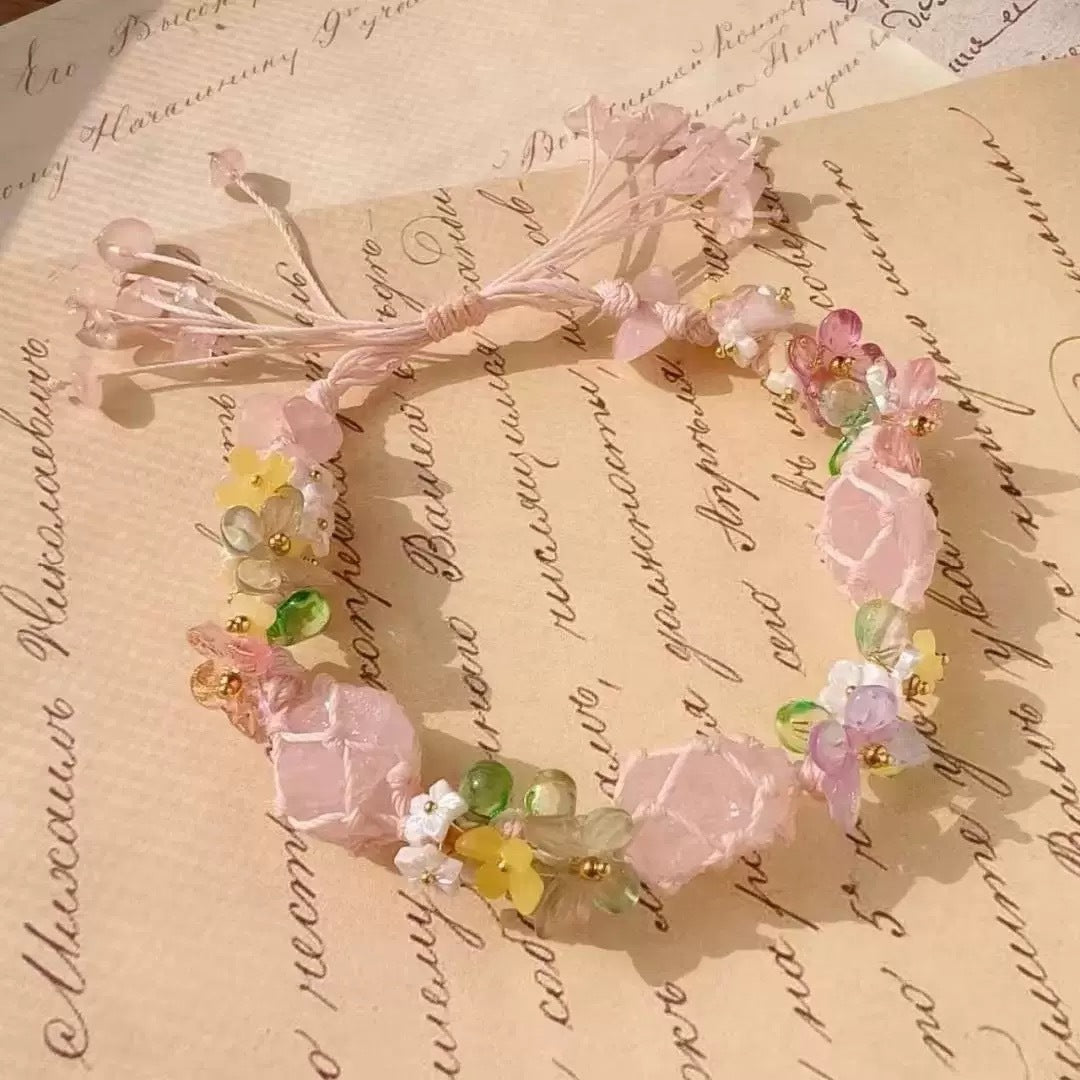 Monet Garden Woven Bracelet - Pink Spring