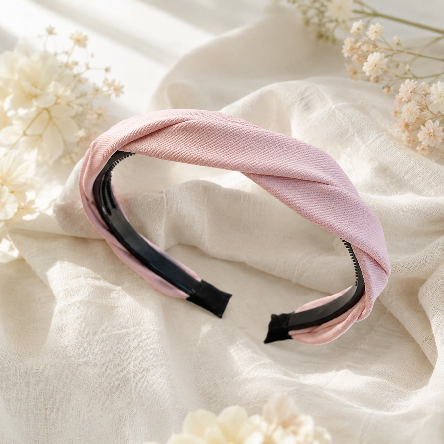 Satin Twist Padded Headband - Pink